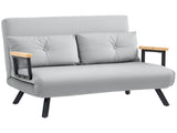 4-in-1 Velvet-Feel Double Sofa Bed, with Pillows - Light Grey T3398P328347