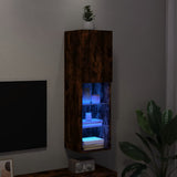 TV Cabinet with LED Lights Smoked Oak 30.5x30x102 cm 837023