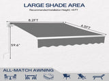 78"D x 102"W x 59"H retractable awning Grey 77304471