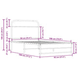 Bed Frame Without Mattress 90x190 cm Smoked Oak Engineered Wood 4100366