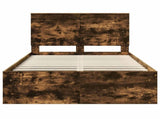 Bed Frame with Drawer Smoked Oak 120 x 190 cm Solid Pine Wood 3409376