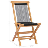 Garden Chair Set of 2 Black, Natural Wood Teak wood, Polyester rope 49363