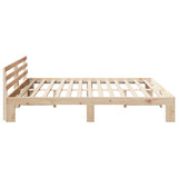 Bed Frame with Headboard Natural 200 x 200 cm Solid Pine Wood 872596