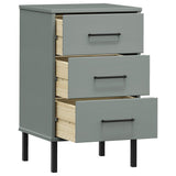 Bedside Cabinet with Metal Legs Grey Solid Wood Pine OSLO 350977