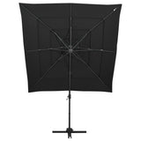 4-Tier Garden Parasol with Aluminium Pole Black 250x250 cm 313826