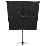 Garden Parasol Black Polyester Large Foldable Garden Parasol 313826