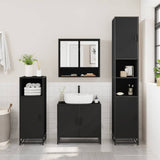 ZNTS 3 Piece Bathroom Furniture Set Black Engineered Wood 3300975