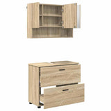 Bathroom Furniture Set with Drawer with Shelf 2 pcs Sonoma Oak 3393015