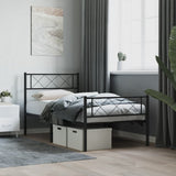 Metal Bed Frame without Mattress with Footboard Black 90x190cm 372287