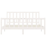 Bed Frame without Mattress White 200x200 cm Solid Wood 3106854
