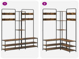 Coat Stand with Shoes Bench Smoked Oak 143 x 30 x 199.5 cm 8012046