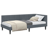 Corner Bed Frame with Headboard Dark Grey 90 cm x 200 cm Velvet 42016429