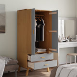 Wardrobe OLDEN Grey and Brown 76.5x53x172 cm Solid Wood Pine 358595