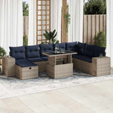 9 Piece Garden Sofa Set with Cushions Brown Poly Rattan Acacia 3327961