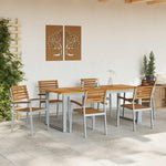 Garden Dining Set 7 pcs Grey and brown Solid acacia wood 3284349