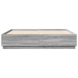Bed Frame with LED without Mattress Grey Sonoma 200x200 cm 3209588