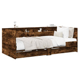 Bed Frame with Storage Smoked Oak 80 x 200 cm Engineered Wood 3429639