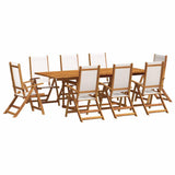 9 Piece Garden Dining Set Solid Wood Acacia and Textilene 3279293