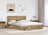Bed Frame with Drawer Artisan Oak 140 x 190 cm Engineered Wood 3411979