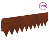 Lawn Edging 20 pcs 103 x 30 cm metal Rusty 8008321