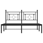 ZNTS Metal Bed Frame without Mattress with Headboard Black 160x200cm 374342