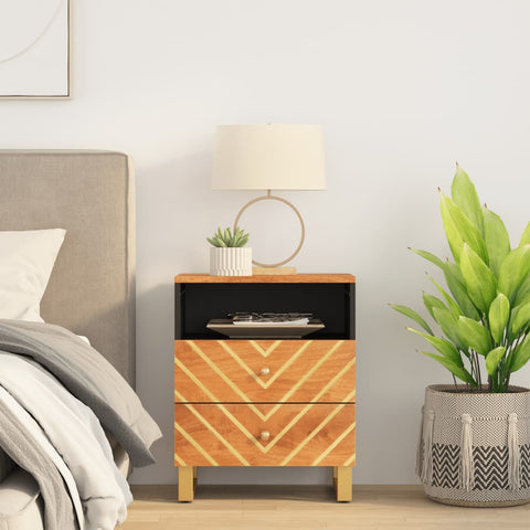 Bedside Cabinet Brown and Black 50x33x60 cm Solid Wood Mango 356793