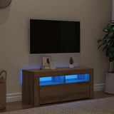TV Cabinet with LED Lights Artisan Oak 90x35x40 cm Engineered Wood 856322
