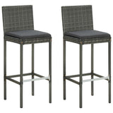 Bar Stool Set of 2 Grey Poly rattan, powder-coated steel, fabric 316669