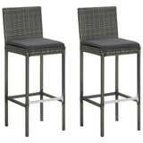 3 Piece Garden Bar Set with Cushions Poly Rattan Grey 3095410