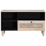 TV Cabinet Bleached White 80 x 33 x 46 cm Solid Mango Wood 4018133
