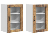 Wall Glass Cabinet LUCCA 2 pcs Old Wood 40 x 31 x 80 cm 885002