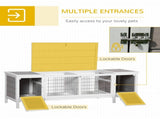 Rabbit Hutch and Run, with Removable Tray - Grey T3398P350076