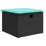 ZNTS 2 Piece Garden Sofa Set with Cushions Black Poly Rattan Acacia 3328670