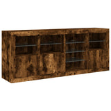 Sideboard with LED Lights Smoked Oak 164x37x67 cm 3209055