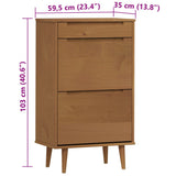 Shoe Cabinet MOLDE Brown 59.5x35x103 cm Solid Wood Pine 4013411