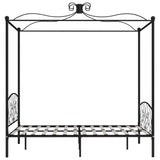 284476 Canopy Bed Frame without Mattress Black Metal 120x200 cm