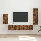 TV Cabinet Set Wall-mounted 4 pcs Smoked Oak Engineered Wood 3409011