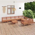 ZNTS 10 Piece Garden Lounge Set Honey Brown Solid Wood Pine 3083262