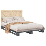 Bed Frame Grey Solid pine wood Double Sturdy Bed Frame 3281582