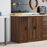 Garage Storage Cabinet Brown Oak 30x51x85 cm Solid Wood Pine 860559