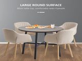 85cm Dining Room Table, Industrial Style Kitchen Table Round with Steel Legs, Rustic Brown T3398P344455