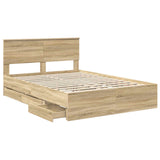 Bed Frame with Drawer Sonoma Oak 140 x 190 cm Engineer Wood 3410709