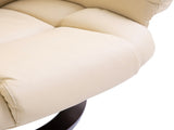 360&deg Swivel Recliner Chair with Footstool, PU Leather Manual Recliner Armchair with Solid Wood T3398P328126