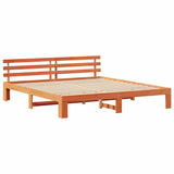 Bed Frame with Headboard Wax Brown 180 x 200 cm Solid Pine Wood 872601