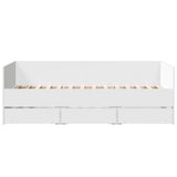 Daybed with Drawers without Mattress White 75x190 cm Small Single 3280832
