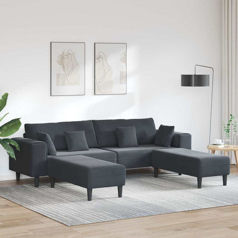 Velvet Sofa with Cushion 3 pcs Dark Grey 208 cm Velvet 3335173