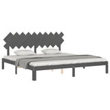 Bed Frame without Mattress Grey 200x200 cm Solid Wood Pine 3193748