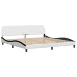 Bed Frame with LED without Mattress "Zadar" White and Black 200x200 cm 3214137