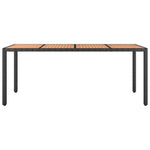 Garden Table with Wooden Top Black Poly Rattan&Solid Wood Acacia 319554