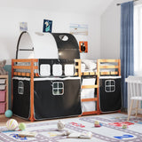 Bunk Bed without Mattress White&Black 90x190 cm Single Solid Wood Pine 3284039